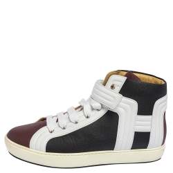 Hermes Multicolor Leather Lions High Top Sneakers Size 42