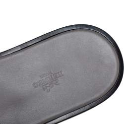 Pre Owned Hermes Grey/Black Leather Izmir Sandals Size 43