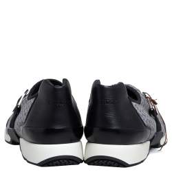 Hermes Grey/Black Fabric and Leather Run Sneakers Size 42.5