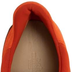 Hermes Orange Neoprene And Suede Miles Low Top Sneakers Size 40