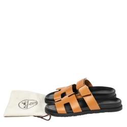Hermes Brown Leather Chypre Sandals Size 40