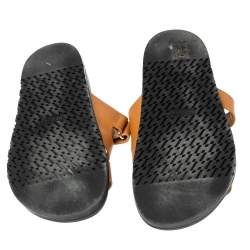Hermes Brown Leather Chypre Sandals Size 40