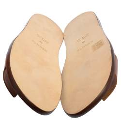 مملوكة مسبقًا Hermes Brown Leather Izmir Slides Sandals Size 43