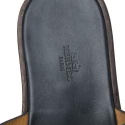 Pre Owned Hermès Navy Blue Leather Izmir Sandals Size 42