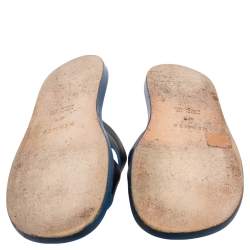 Hermès Black Leather Izmir Slide Flats Size 42.5