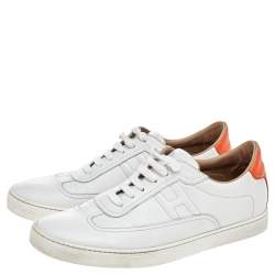 Hermes White Leather Quicker Low Top Sneakers Size 41
