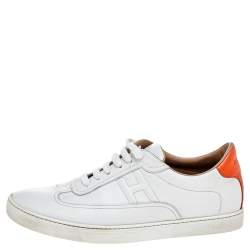 Hermes White Leather Quicker Low Top Sneakers Size 41