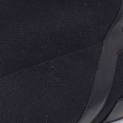 Hermes Black Knit Fabric And Leather Soft High Top Sneakers Size 40