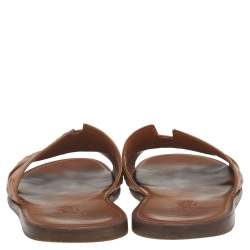 Hermes Brown Ostrich Leather Izmir Slide Sandals Size 43