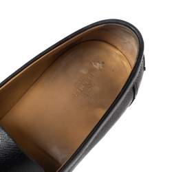 Hermes Black Leather  Slip On Loafers Size 46