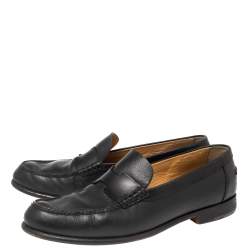 Hermes Black Leather  Slip On Loafers Size 46