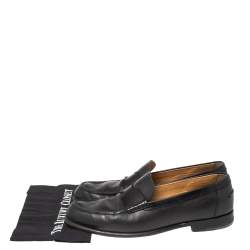 Hermes Black Leather  Slip On Loafers Size 46