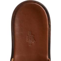 Hermes Brown Leather Izmir Flat Slides Size 43
