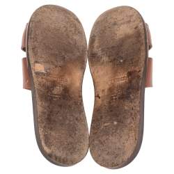 Hermes Brown Leather Izmir Flat Slides Size 43