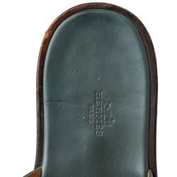 Hermes Blue Leather Izmir Flat Slides Size 43