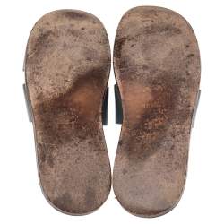 Hermes Blue Leather Izmir Flat Slides Size 43