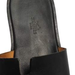 Hermes Black Leather Izmir Slide Sandals Size 43 