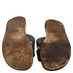 Hermes Black Leather Izmir Slide Sandals Size 43 