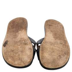 Pre Owned Hermes Black Ferronnerie Print Leather Izmir Flat Sandals Size 45