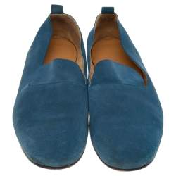 Hermes Blue Suede Milano Slip On Loafers Size 45