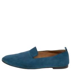 Hermes Blue Suede Milano Slip On Loafers Size 45
