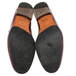 Hermes Burgundy Leather Slip On Loafers Size 42