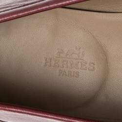 Hermes Burgundy Leather Slip On Loafers Size 42