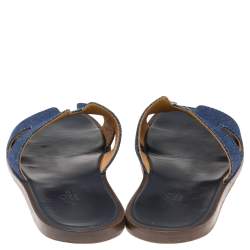 Pre Owned Hermés Blue Denim Izmir Flat Sandals Size 42