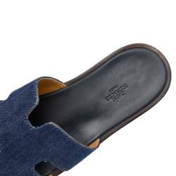 Pre Owned Hermés Blue Denim Izmir Flat Sandals Size 42