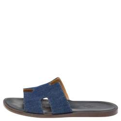 Pre Owned Hermés Blue Denim Izmir Flat Sandals Size 42