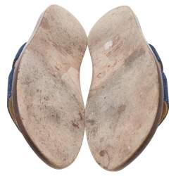 Pre Owned Hermés Blue Denim Izmir Flat Sandals Size 42