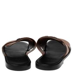 Pre Owned Hermés Brown Leather Izmir Sandals Size 44