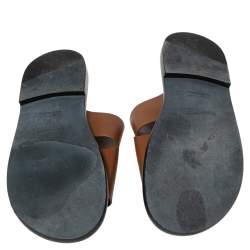 Pre Owned Hermés Brown Leather Izmir Sandals Size 44