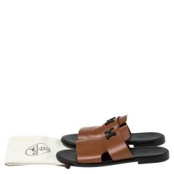 Pre Owned Hermés Brown Leather Izmir Sandals Size 44