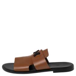 Pre Owned Hermés Brown Leather Izmir Sandals Size 44