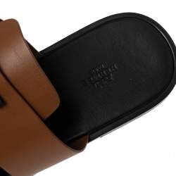 Pre Owned Hermés Brown Leather Izmir Sandals Size 44