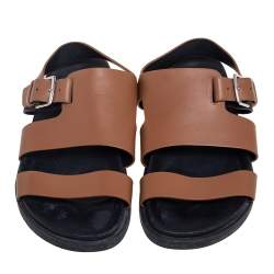 Hermes Brown Leather Corentin Flat Slingback Sandals Size 42.5