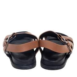 Hermes Brown Leather Corentin Flat Slingback Sandals Size 42.5