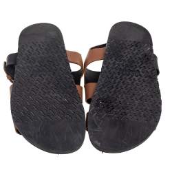 Hermes Brown Leather Corentin Flat Slingback Sandals Size 42.5
