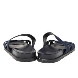 Pre Owned Hermès Navy Blue Suede Flat Sandals Size 42