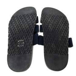 Pre Owned Hermès Navy Blue Suede Flat Sandals Size 42