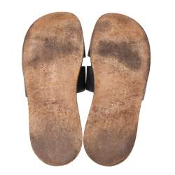 Hermes Black Leather Izmir Slide Sandals Size 41