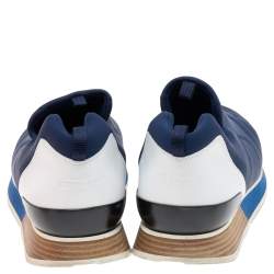 Hermes Blue Neoprene and Leather Slip On Sneakers Size 43.5