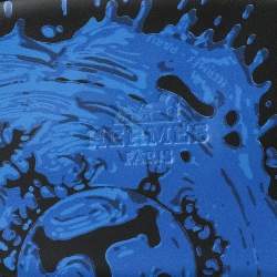Hermes Blue/Black Leather Peinture Fraiche Print Izmir Flat Slides Size 43