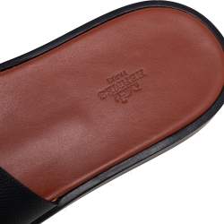 Hermes Black Leather Izmir Flat Sandals Size 47
