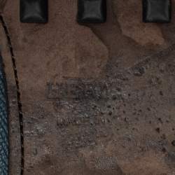 Pre Owned Hermes Navy Blue Leather Bow Detail Driver Loafers Size 41.5