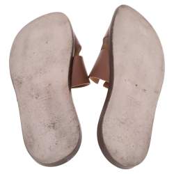 Hermes Tan Leather Izmir Flat Slides Size 46
