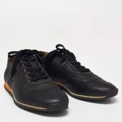 Pre Owned Hermes Black Leather Low Top Sneakers Size 41