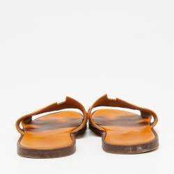 Hermes Light Orange Ostrich Leather Izmir Flat Slides Size 44.5