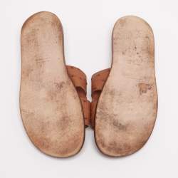 Pre Owned Hermes Brown Ostrich Izmir Sandals Size 42